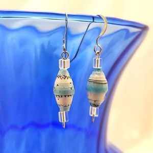 Recycled paper beaded earrings